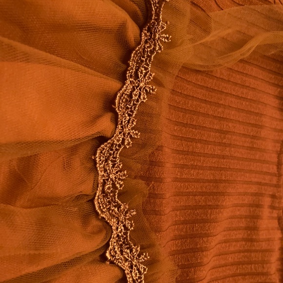 Girls 7/8 Last Leaf Fall Dress Golden Yellow Honey Dress Sheer Ribbed - Picture 4 of 14